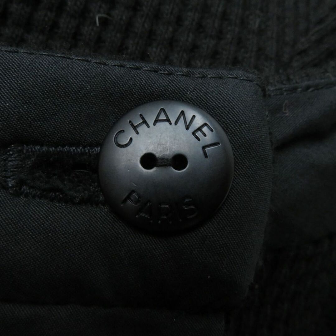 CHANEL(シャネル)の極美品☆CHANEL シャネル P70002 ココマークボタン付 ワッフル生地 コットン100％ ワイドパンツ ブラック レディース 大きめサイズ44 仏製 レディースのパンツ(その他)の商品写真