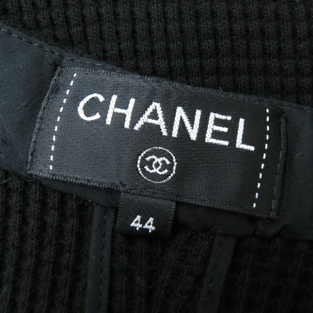 CHANEL(シャネル)の極美品☆CHANEL シャネル P70002 ココマークボタン付 ワッフル生地 コットン100％ ワイドパンツ ブラック レディース 大きめサイズ44 仏製 レディースのパンツ(その他)の商品写真