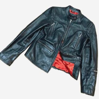 リューグーレザーズ(Liugoo Leathers)の【美品】リューグーレザーズ  ハイネックシングルライダース ラムレザー(ライダースジャケット)