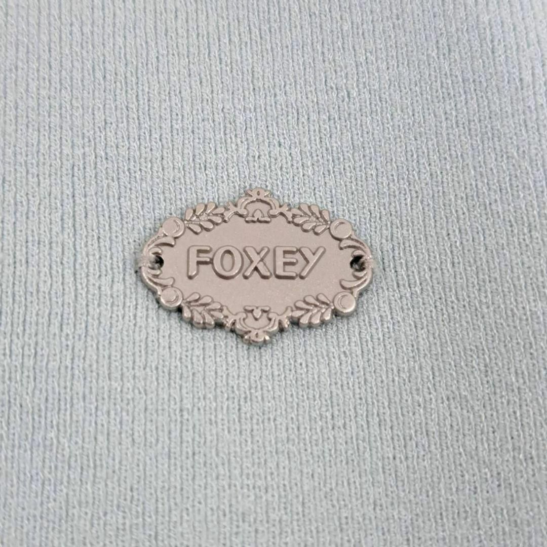 美品】FOXEY フォクシー ロゴプレート付き カットソー ニット 38 美品】FOXEY フォクシー ロゴプレート付き カットソー ニット 38
