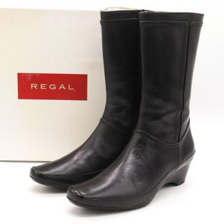 リーガル(REGAL)のリーガル ブーツ ミドル レザー ブランド シューズ 靴 黒 レディース 23.5サイズ ブラック REGAL(ブーツ)