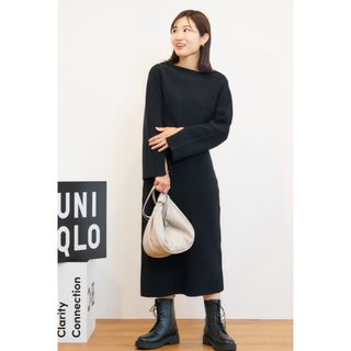 ユニクロ(UNIQLO)のボートネック　ニットワンピース(ロングワンピース/マキシワンピース)