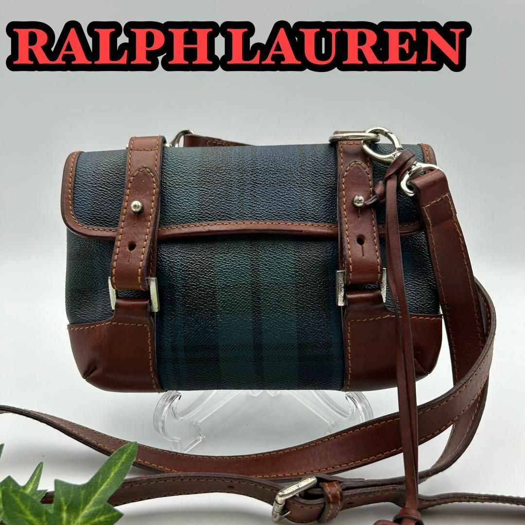 Ralph Lauren(ラルフローレン)の【美品】ラルフローレン ショルダーバッグ　ブラックウォッチ　レザー　0032 レディースのバッグ(ショルダーバッグ)の商品写真