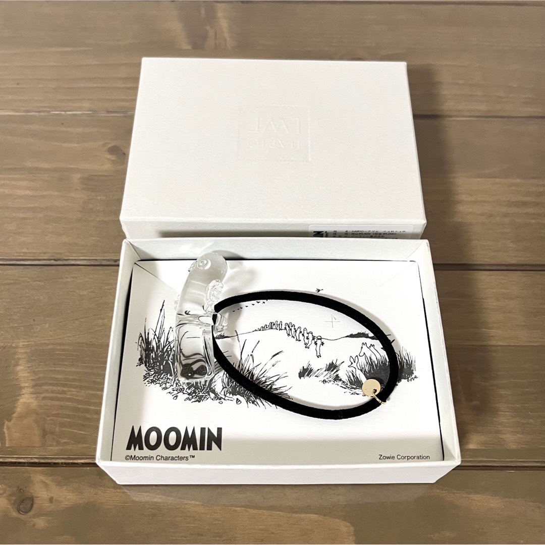 MOOMIN(ムーミン)のMOOMIN HARIO LF ニョロニョロ ヘアゴム 耐熱ガラス製 未使用品 レディースのヘアアクセサリー(ヘアゴム/シュシュ)の商品写真