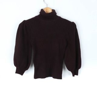 ザラ(ZARA)のザラ ニット セーター パフスリーブ タートルネック レディース Sサイズ ワインレッド ZARA(ニット/セーター)