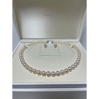 タサキ(TASAKI)のタサキ　7.5〜9.5㎜未満　ダイヤ付き留金　パールネックレス・イヤリングセット(ネックレス)