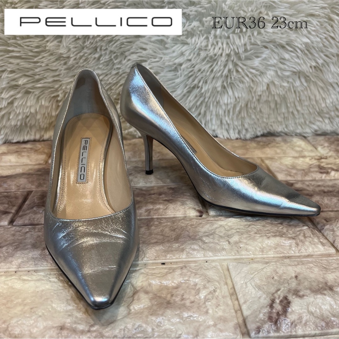 PELLICO - PELLICO シルバー ポインテッドトゥ パンプス 23cmの通販 by