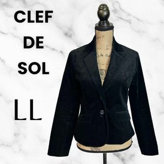 クレドソル(CLEF DE SOL)の美品✨【CLEF DE SOL】ベルベットテーラードジャケット　ブラック　LL(テーラードジャケット)