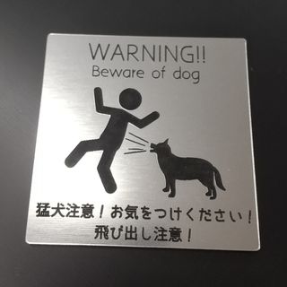 アクリル製 ポストプレート 玄関 5cm×5cm 猛犬注意 飛び出し注意(インテリア雑貨)