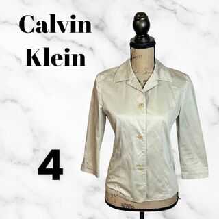 カルバンクライン(Calvin Klein)の【Calvin Klein】テーラードジャケット　綿　薄手　ベージュ　4 M相当(テーラードジャケット)