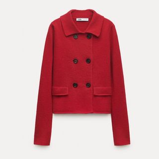 ザラ(ZARA)のZARA ウール100% ダブルブレストブレザー(ニット/セーター)