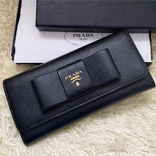 プラダ(PRADA)の美品✨プラダ PRADA リボン サフィアーノ レザー 長財布(財布)