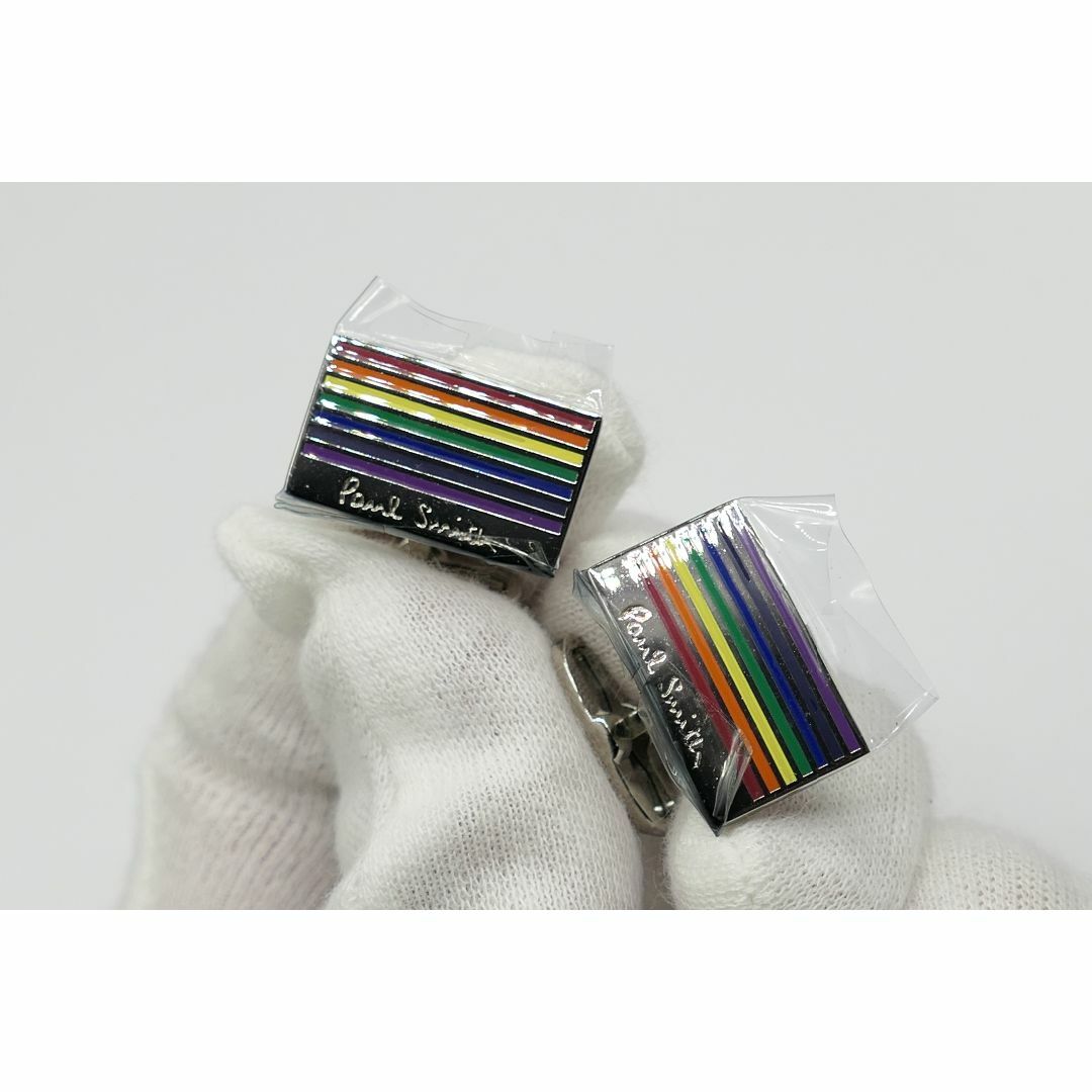 Paul Smith(ポールスミス)の新品　未使用　ポールスミス　カフス　カフリンクス　マルチストライプ　スーツ メンズのファッション小物(カフリンクス)の商品写真