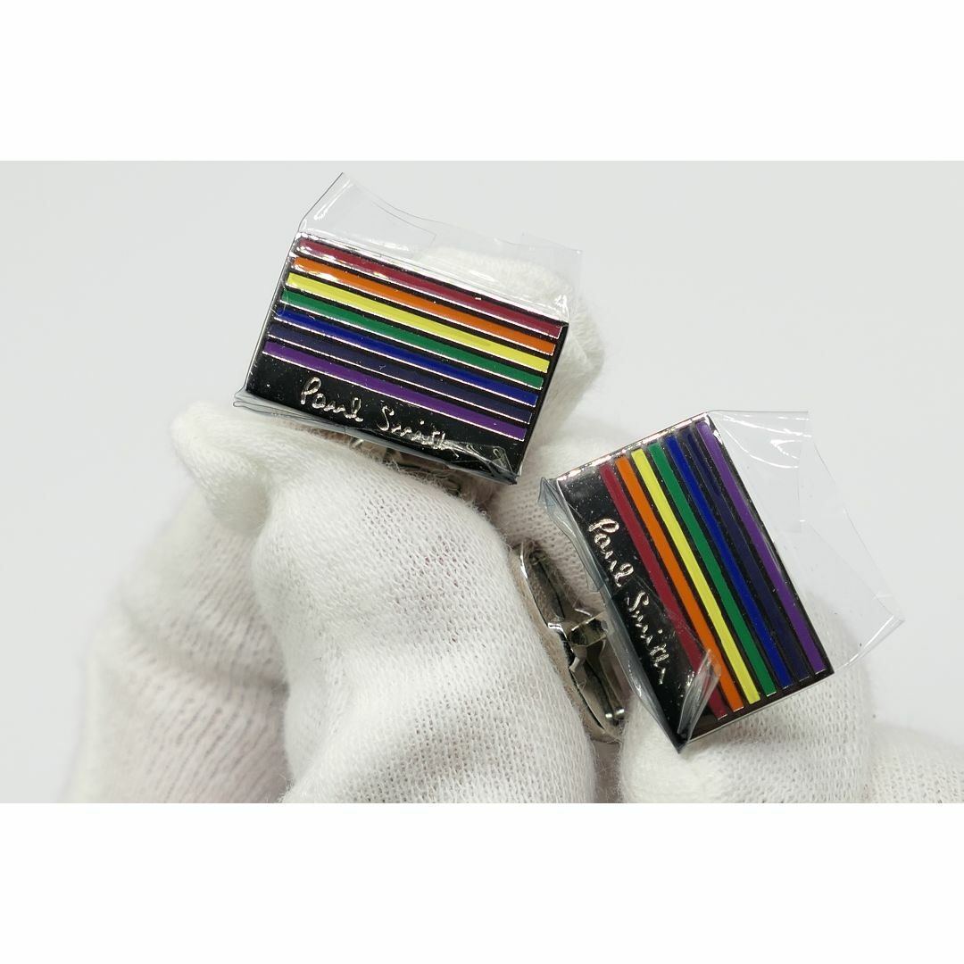 Paul Smith(ポールスミス)の新品　未使用　ポールスミス　カフス　カフリンクス　マルチストライプ　スーツ メンズのファッション小物(カフリンクス)の商品写真