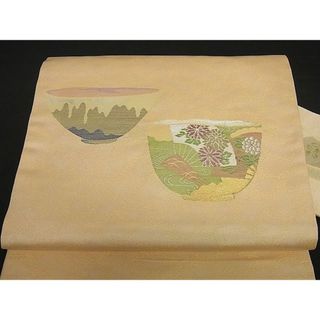 平和屋川間店■九寸名古屋帯　陶器花文　金銀糸　逸品　ng2550(帯)