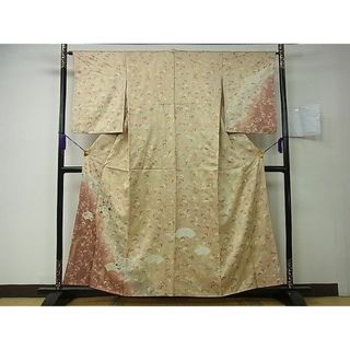 平和屋川間店■訪問着　刺繍　地紙草花文　暈し染め　金彩　逸品　vf3008(着物)