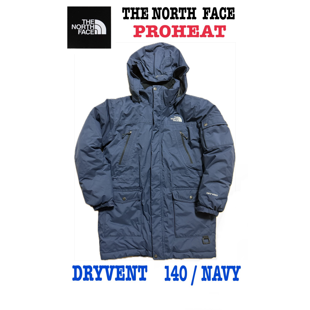 THE NORTH FACE(ザノースフェイス)の中古 ノースフェイス　ダウンコートPROHEAT DRYVENT 140NAVY キッズ/ベビー/マタニティのキッズ服女の子用(90cm~)(ジャケット/上着)の商品写真