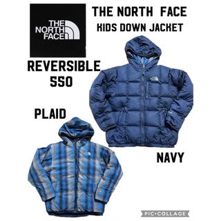 ザノースフェイス(THE NORTH FACE)の中古　訳アリ！格安！リバーシブル　ダウンジャケット　ネイビー550フィル　140(ジャケット/上着)