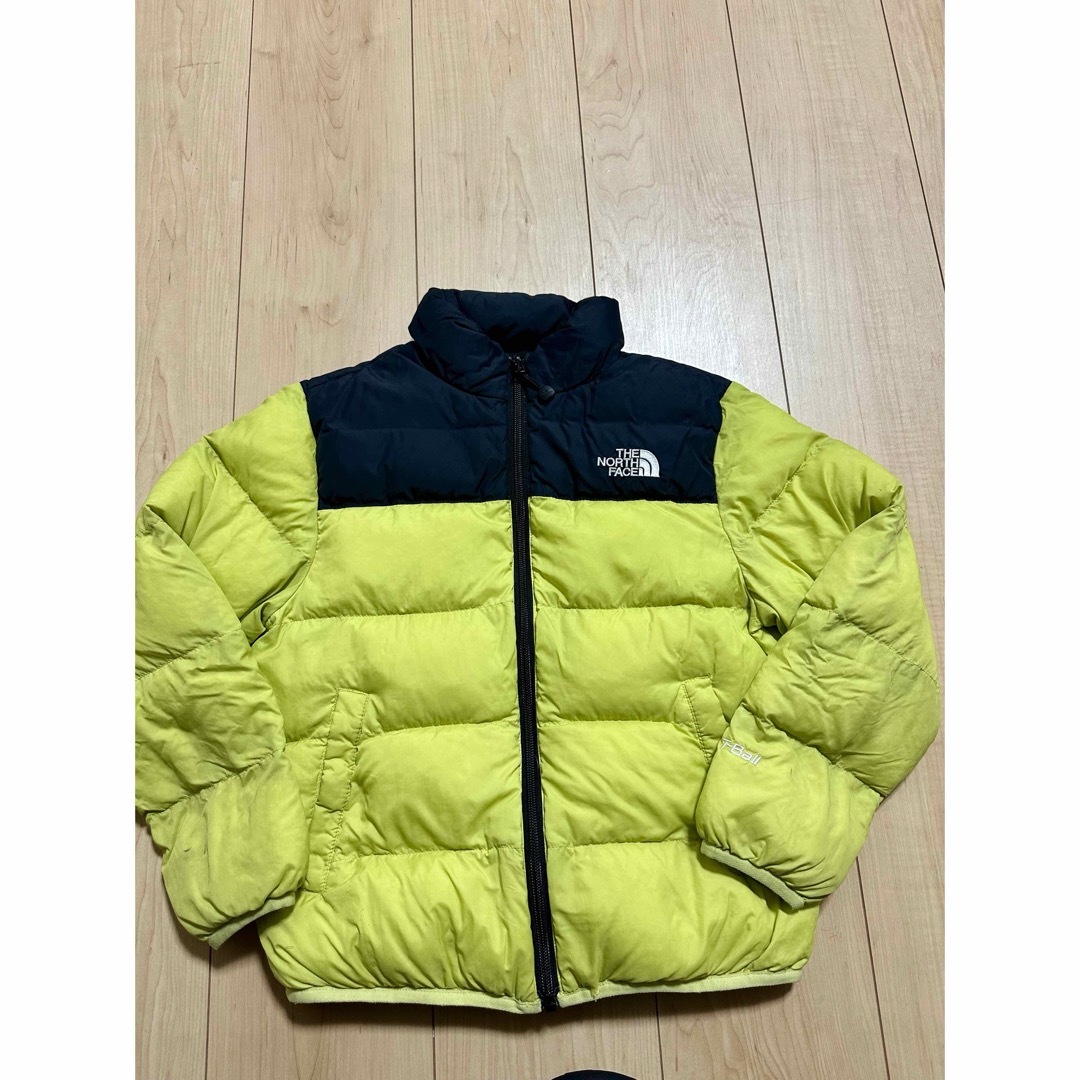 THE NORTH FACE(ザノースフェイス)の中古　ノースフェイス　キッズT-BALL ヌプシーEXダウン　ライム130サイズ キッズ/ベビー/マタニティのキッズ服女の子用(90cm~)(ジャケット/上着)の商品写真