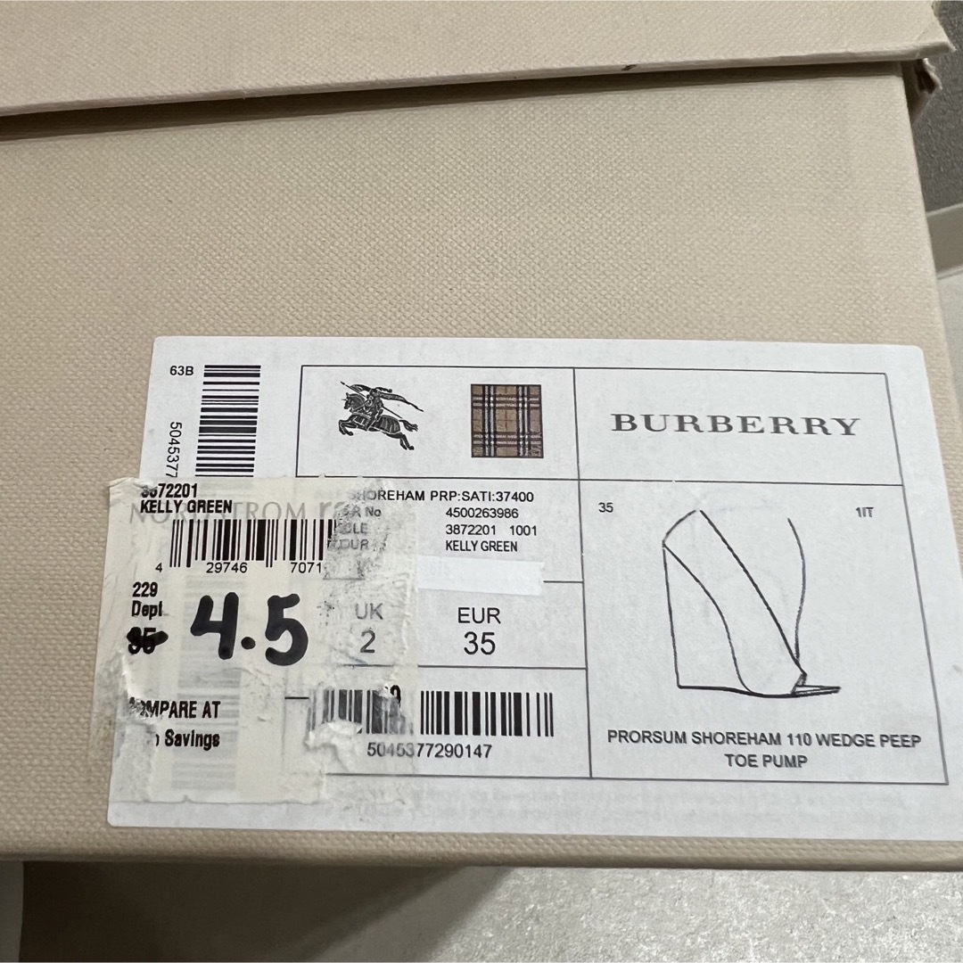 BURBERRY(バーバリー)のバーバリーBURBERRY深緑サテン生地10cmウェッジヒール,サイズEUR35 レディースの靴/シューズ(ハイヒール/パンプス)の商品写真