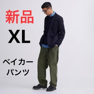 ユニクロ(UNIQLO)の新品　ユニクロ　ベイカーパンツ　ユーティリティワークパンツ　XLサイズ　オリーブ(ワークパンツ/カーゴパンツ)