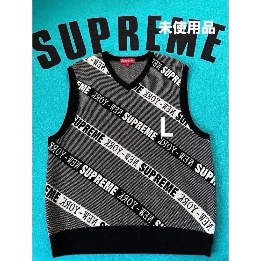 Supreme(シュプリーム)の✨未使用品✨Supreme Stripe Sweater Vest 黒 メンズのトップス(ニット/セーター)の商品写真