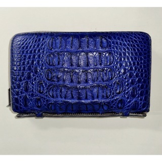 ズー(ZOO)の日本製 zoo ズー クロコダイル ホーンバック 財布 美品 ブルー(長財布)