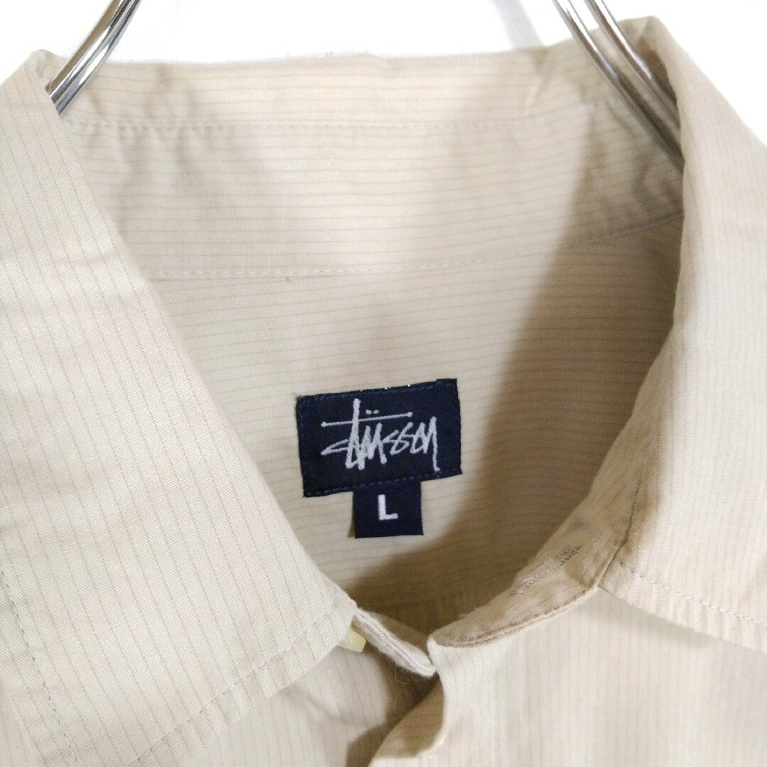 STUSSY(ステューシー)の【STUSSY】90s' USA製 紺タグ　ストライプ　コットン　長袖シャツ メンズのトップス(シャツ)の商品写真