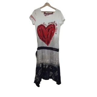 デシグアル(DESIGUAL)のDesigual(デシグアル) ワンピース サイズXL レディース美品  - 白×レッド×マルチ クルーネック/半袖/ロング(その他)