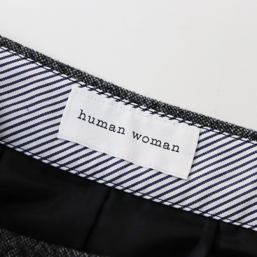 HUMAN WOMAN(ヒューマンウーマン)の美品 2021AW ヒューマンウーマン HUMAN WOMAN 撚杢ツィードスカート S/グレー ボトムス タック ジッパー フレア 【2400013735322】 レディースのスカート(ひざ丈スカート)の商品写真