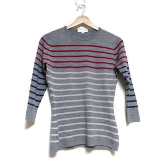 ジョンスメドレー(JOHN SMEDLEY)のJOHN SMEDLEY(ジョンスメドレー) 七分袖セーター レディース - グレー×レッド×マルチ クルーネック/ボーダー(ニット/セーター)