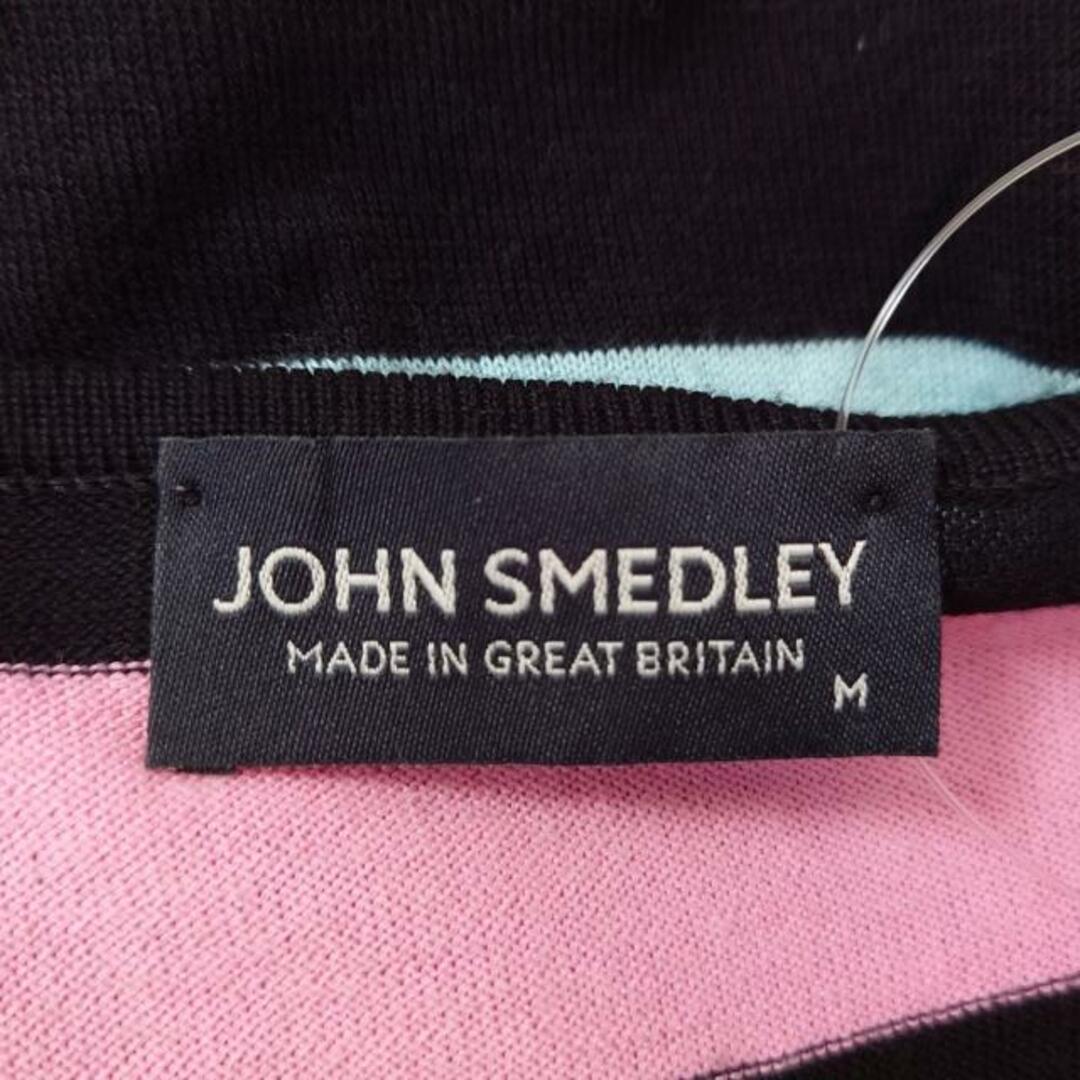 JOHN SMEDLEY(ジョンスメドレー)のJOHN SMEDLEY(ジョンスメドレー) 七分袖セーター サイズM レディース - 黒×ライトブルー クルーネック/ボーダー レディースのトップス(ニット/セーター)の商品写真