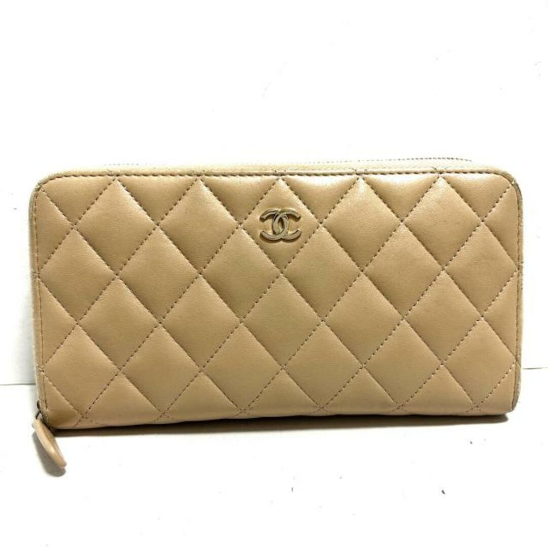 CHANEL(シャネル)のCHANEL(シャネル) 長財布 マトラッセ ベージュ ラウンドファスナー/ココマーク/ゴールド金具 ラムスキン レディースのファッション小物(財布)の商品写真