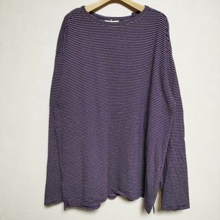 アンユーズド(UNUSED)のUNUSED LONG SLEEVE BORDER T-SHIRT 定価20900円 us1548 ボーダー 長袖Ｔシャツ カットソー ロンＴ パープル ホワイト メンズ アンユーズド【中古】4-0210M∞(Tシャツ/カットソー(七分/長袖))