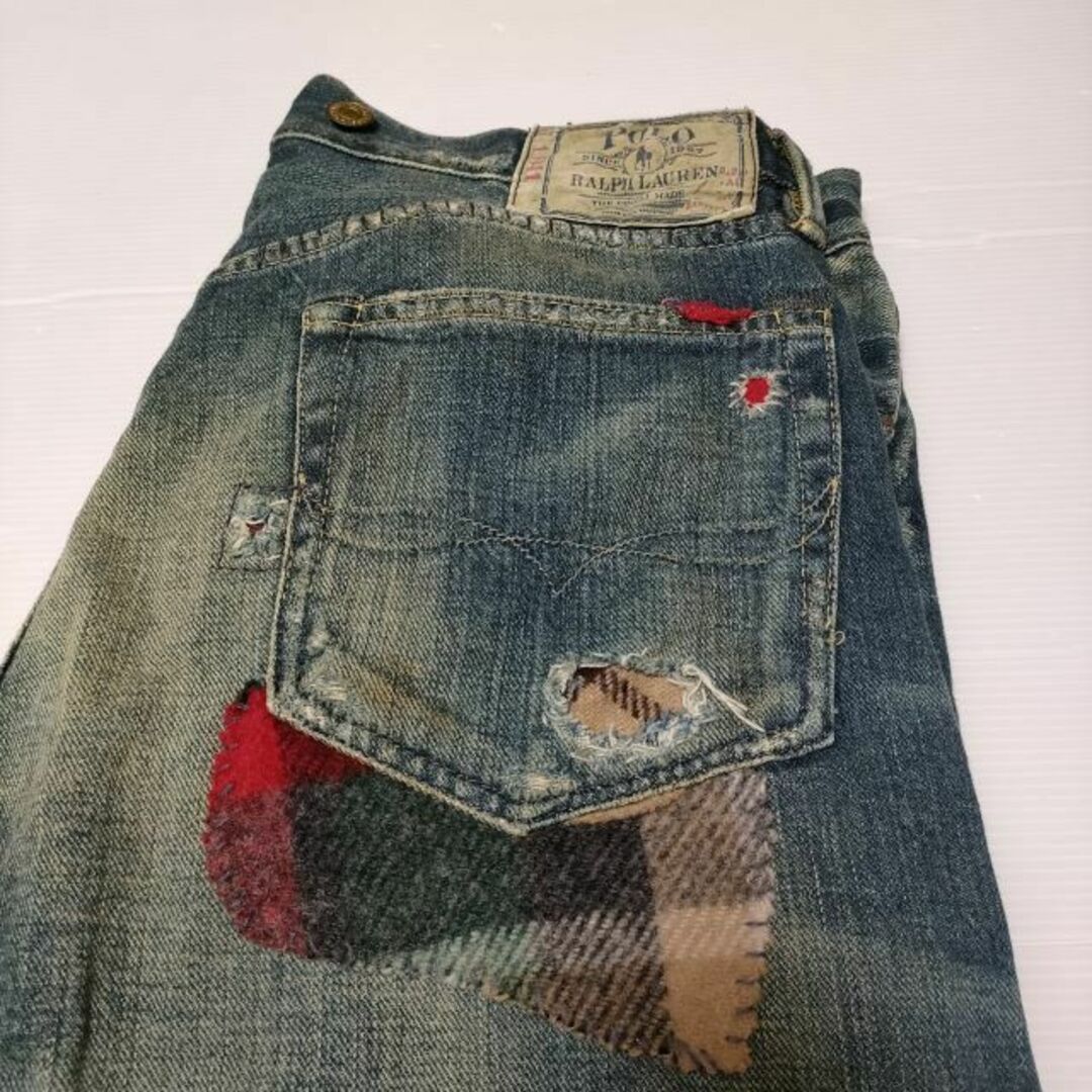 POLO RALPH LAUREN(ポロラルフローレン)のPOLO RALPH LAUREN PATCHWORK DENIM パッチワーク 加工ジーンズ R66SD76  デニムパンツ ブルー メンズ ポロ・ラルフローレン【中古】4-0210G∞ メンズのパンツ(デニム/ジーンズ)の商品写真