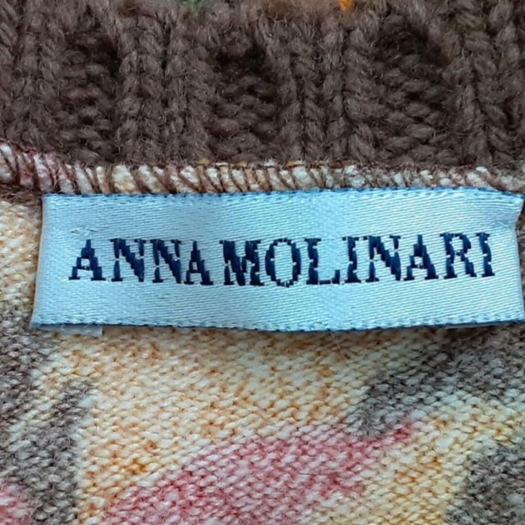 ANNA MOLINARI(アンナモリナーリ)のANNA MOLINARI(アンナモリナーリ) カーディガン サイズI:38 レディース美品  - ダークブラウン×オレンジ×マルチ 長袖/花柄 レディースのトップス(カーディガン)の商品写真