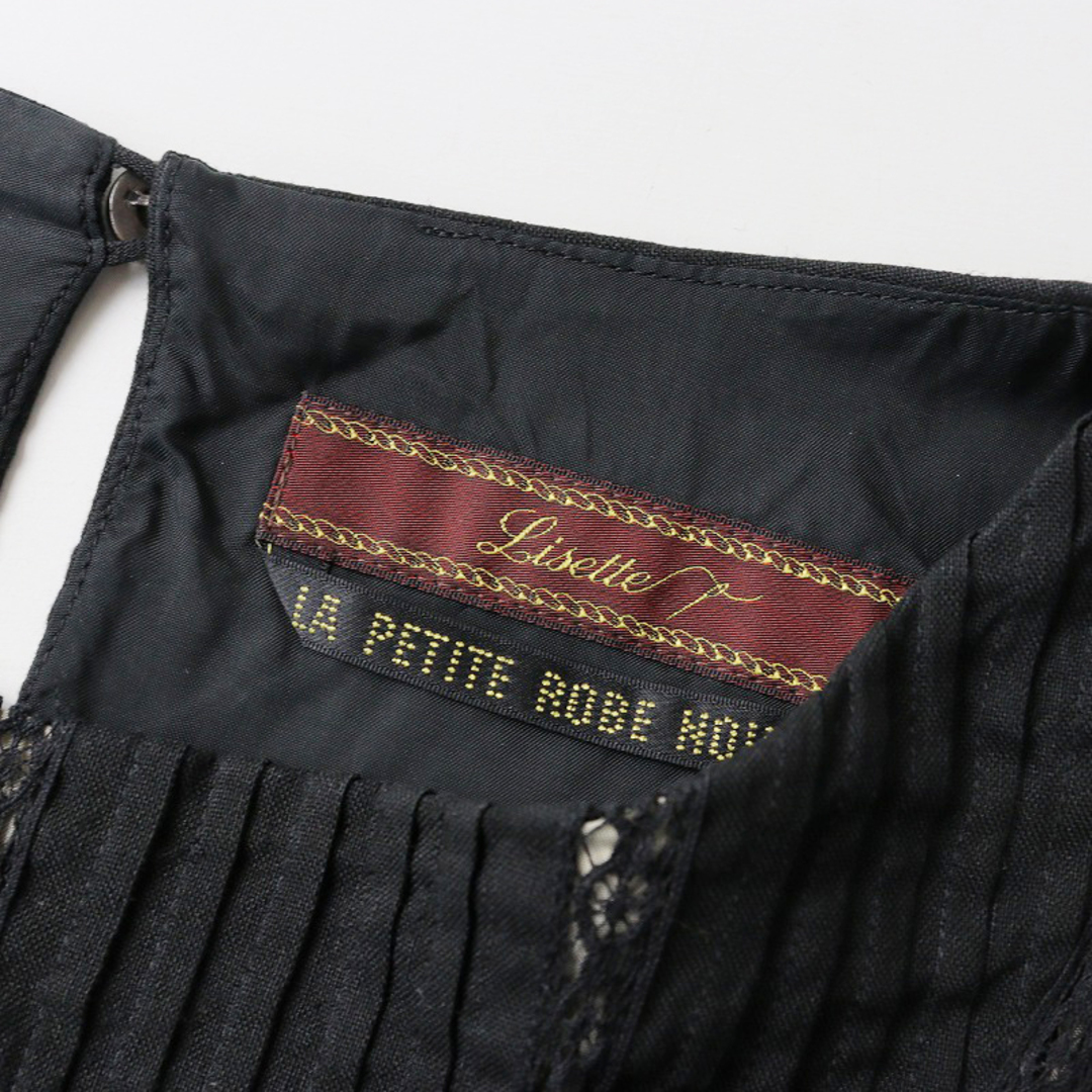 リゼッタ Lisette LA PETITE ROBE NOIRE シルクリネンピンタックレースワンピース 38/ブラック【2400013719681】 レディースのワンピース(その他)の商品写真