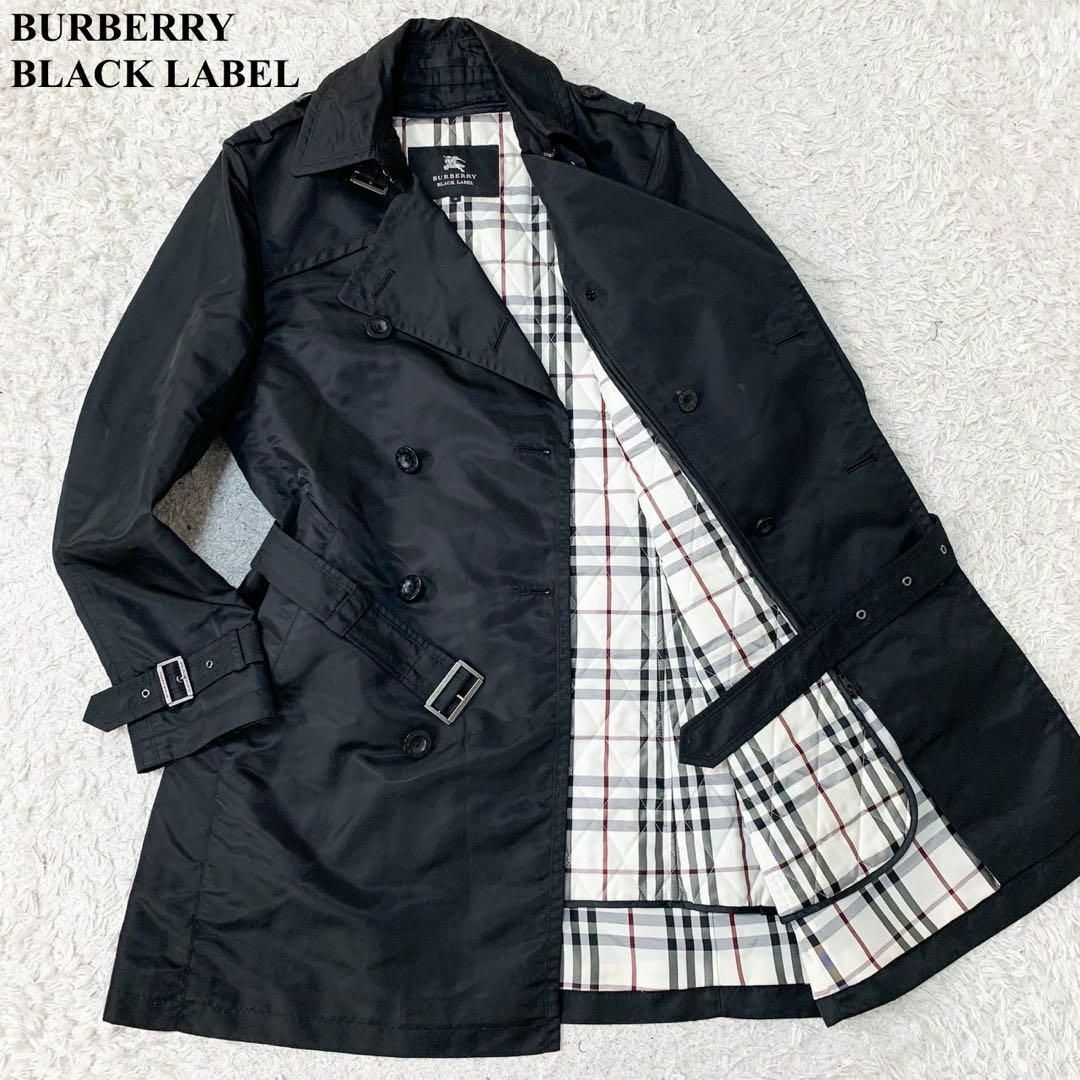 BURBERRY BLACK LABEL(バーバリーブラックレーベル)のバーバリーブラックレーベル トレンチコート ライナー付き ノバチェック　ブラック メンズのジャケット/アウター(トレンチコート)の商品写真