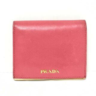 プラダ(PRADA)のPRADA(プラダ) 2つ折り財布 - ピンク×ゴールド サフィアーノレザー×金属素材(財布)