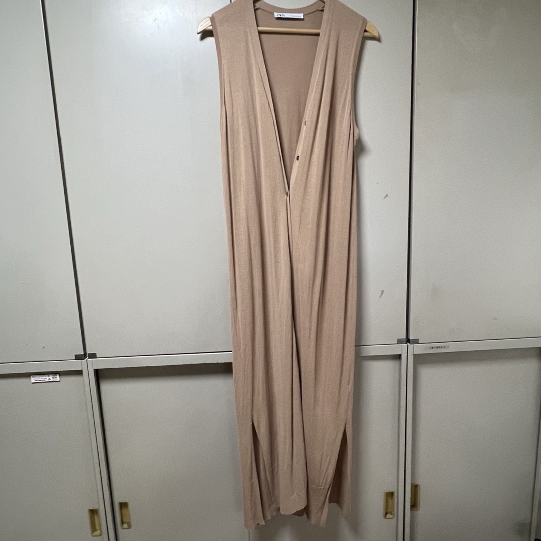 ZARA ロングベスト ベージュ 薄手