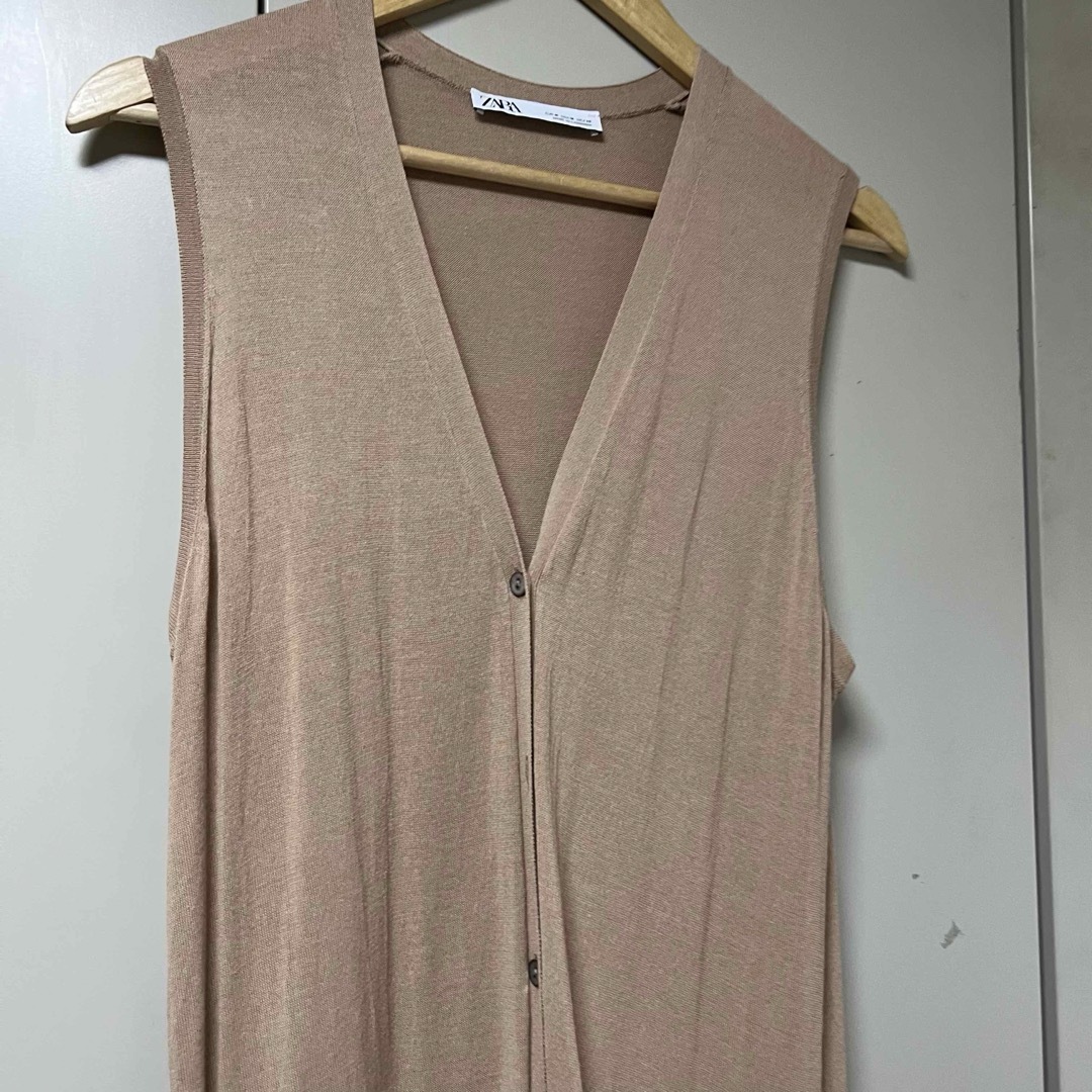 ZARA ロングベスト ベージュ 薄手