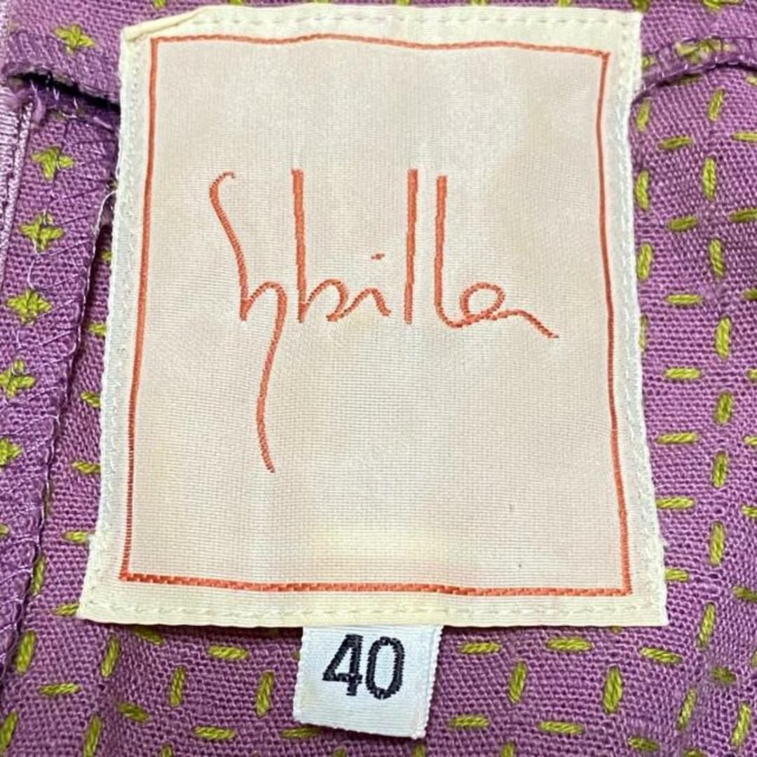 Sybilla(シビラ)のSybilla(シビラ) ワンピース サイズ40 XL レディース - パープル×イエローグリーン クルーネック/半袖/ロング レディースのワンピース(その他)の商品写真