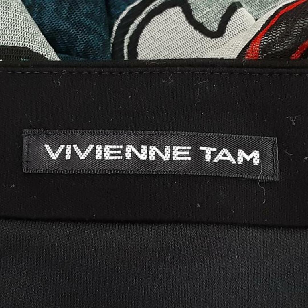 VIVIENNE TAM(ヴィヴィアンタム)のVIVIENNE TAM(ヴィヴィアンタム) ワンピース サイズ1 S レディース美品  - 黒×ダークグリーン×マルチ 七分袖/ミニ レディースのワンピース(その他)の商品写真