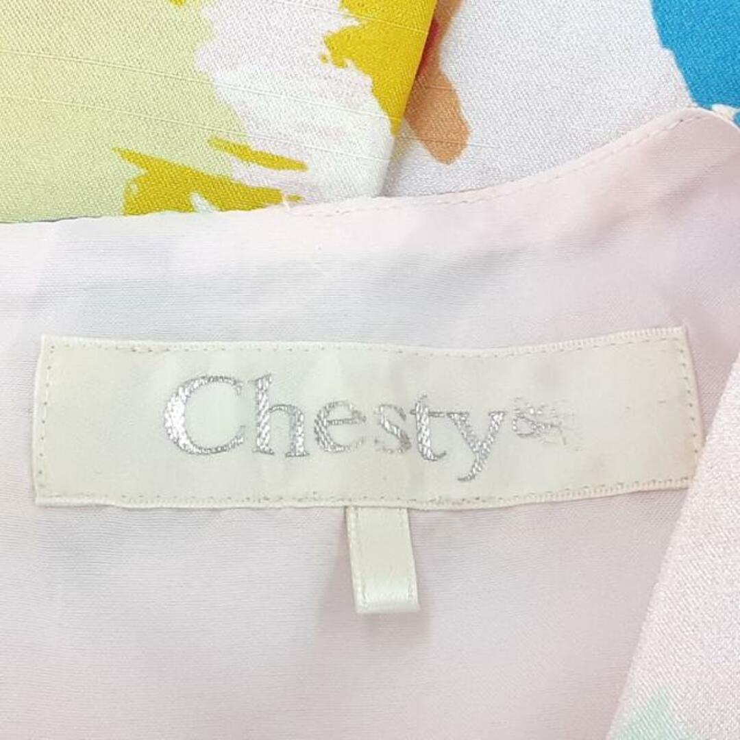 Chesty(チェスティ)のChesty(チェスティ) ワンピース サイズ0 XS レディース美品  - ライトピンク×マルチ Vネック/ノースリーブ/ひざ丈 レディースのワンピース(その他)の商品写真