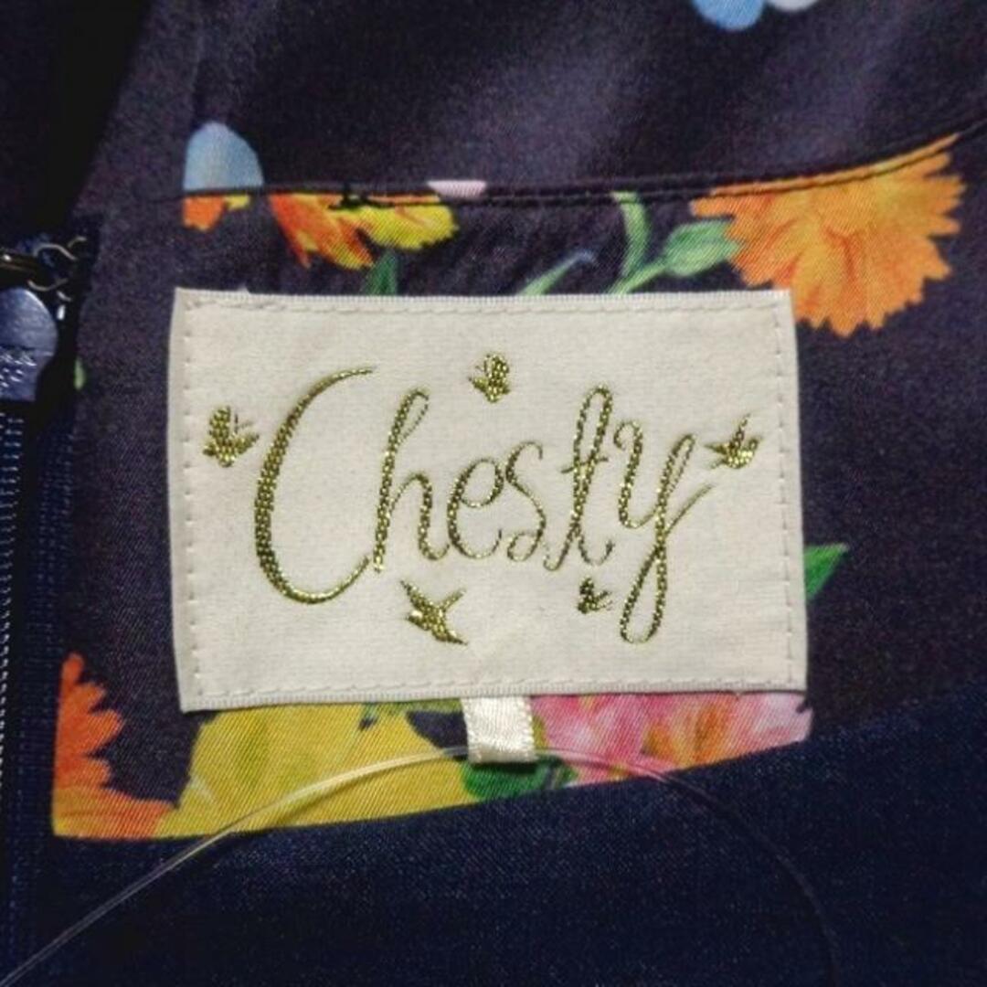 Chesty(チェスティ)のChesty(チェスティ) ワンピース サイズ0 XS レディース - 黒×マルチ クルーネック/ノースリーブ/ひざ丈/花柄 レディースのワンピース(その他)の商品写真