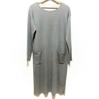 S Max Mara(マックスマーラ) ワンピース サイズM レディース - グレー クルーネック/長袖/マキシ丈/ラメ(その他)