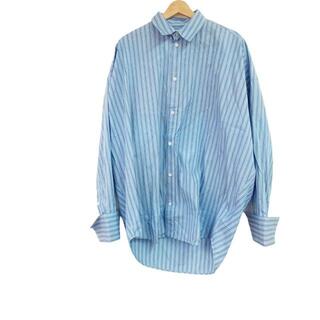 バレンシアガ(Balenciaga)のBALENCIAGA(バレンシアガ) 長袖シャツ サイズ34 S メンズ美品  - 642300 ライトブルー×ネイビー×白 ストライプ(シャツ)