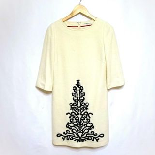 VIVIENNE TAM(ヴィヴィアンタム) ワンピース サイズ1 S レディース - アイボリー×黒 クルーネック/七分袖/ひざ丈/刺繍/ラメ