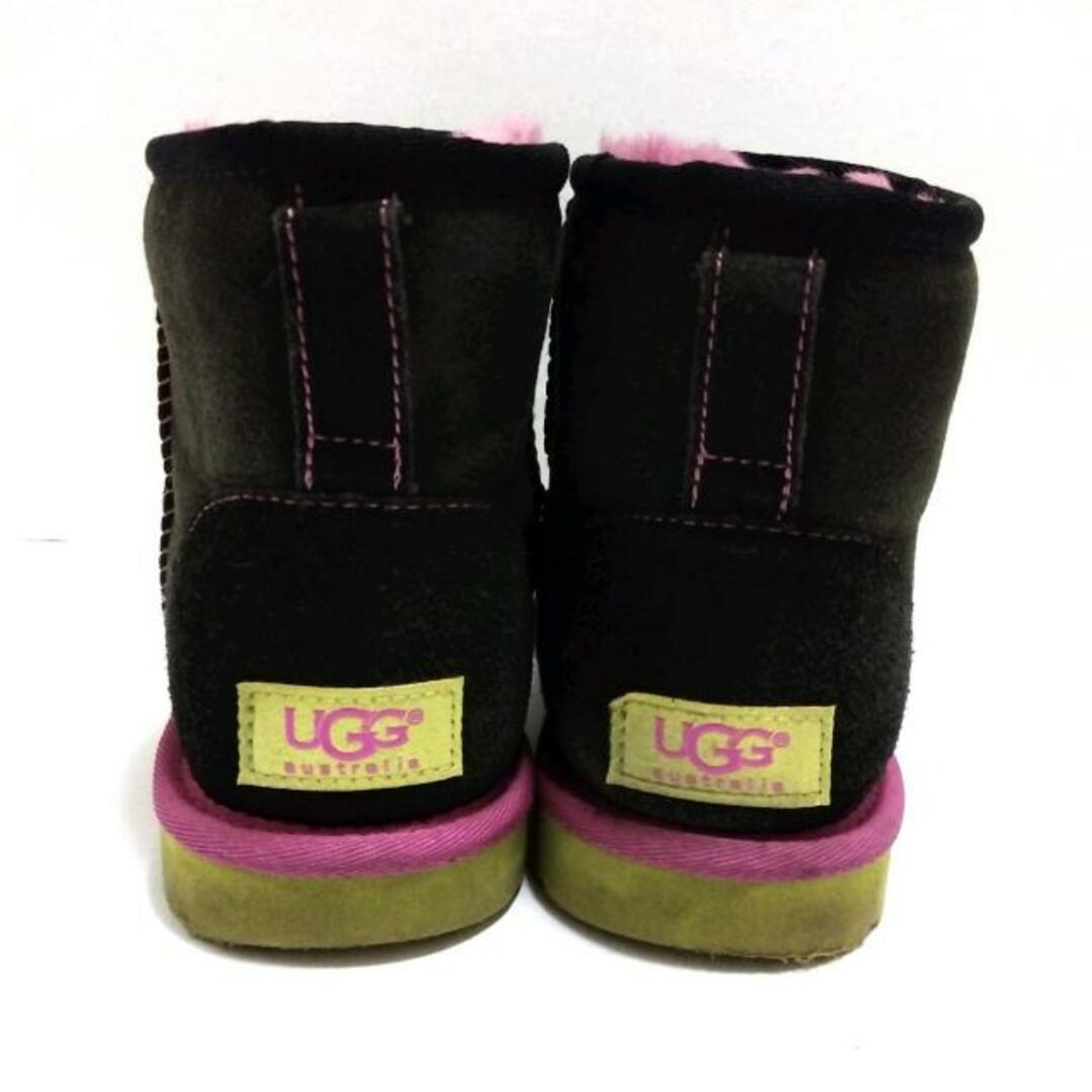 UGG(アグ)のUGG(アグ) ショートブーツ レディース クラシックミニ 5854 ダークブラウン×ピンク×イエロー ムートン レディースの靴/シューズ(ブーツ)の商品写真