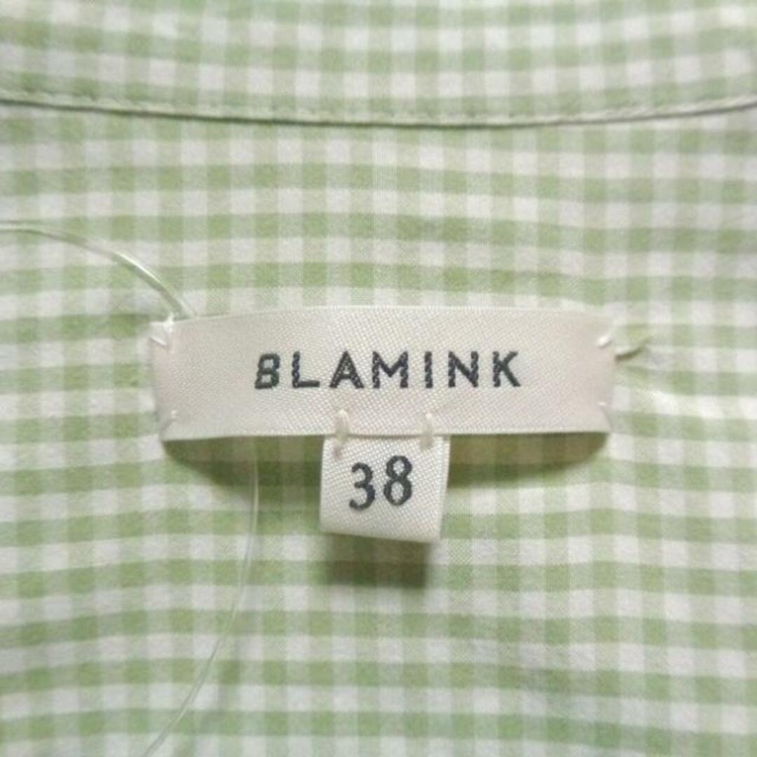 BLAMINK(ブラミンク)のBLAMINK(ブラミンク) 半袖シャツブラウス サイズ38 M レディース - アイボリー×グリーン チェック柄 レディースのトップス(シャツ/ブラウス(半袖/袖なし))の商品写真